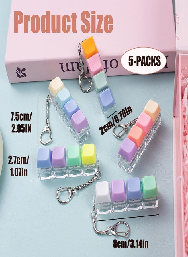 Gliging 5Pcs Keyboard Fidget Toy, Colorful Loud Fidget Keyboard Keychain 4-in-1 Keyboard Clicker Fidget Toy Stress Relief, Fidget Sensory Fun Toys for Anxiety Decompression - Image 3